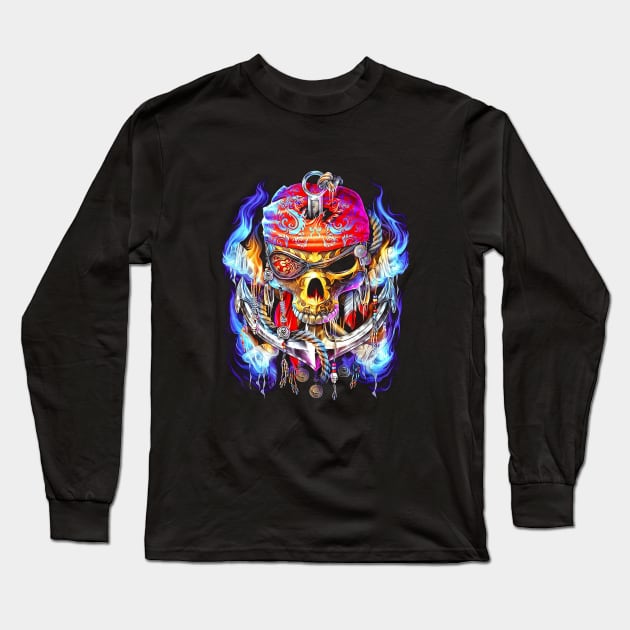 Skull Raiders Motor Long Sleeve T-Shirt by kaitokid